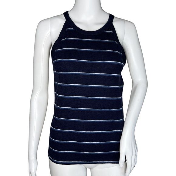 Madewell Shirt Womens  Medium Blue‎ Stripe Tank Top 90s Retro Inspired Casual - Picture 1 of 8